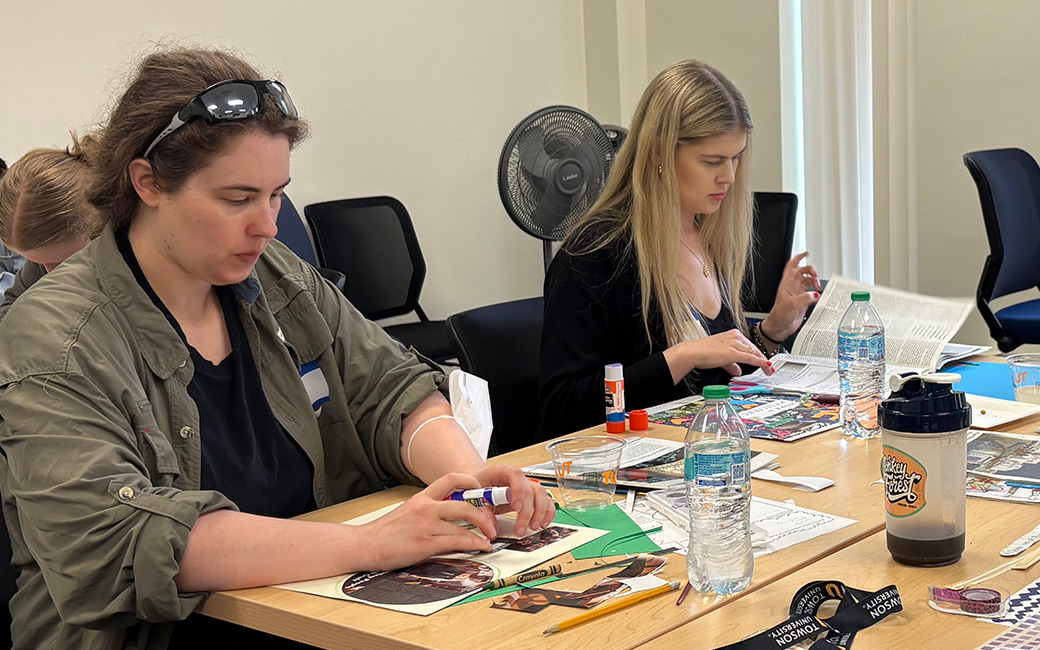 People are doing a craft.