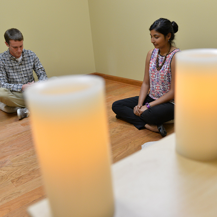 Students meditating