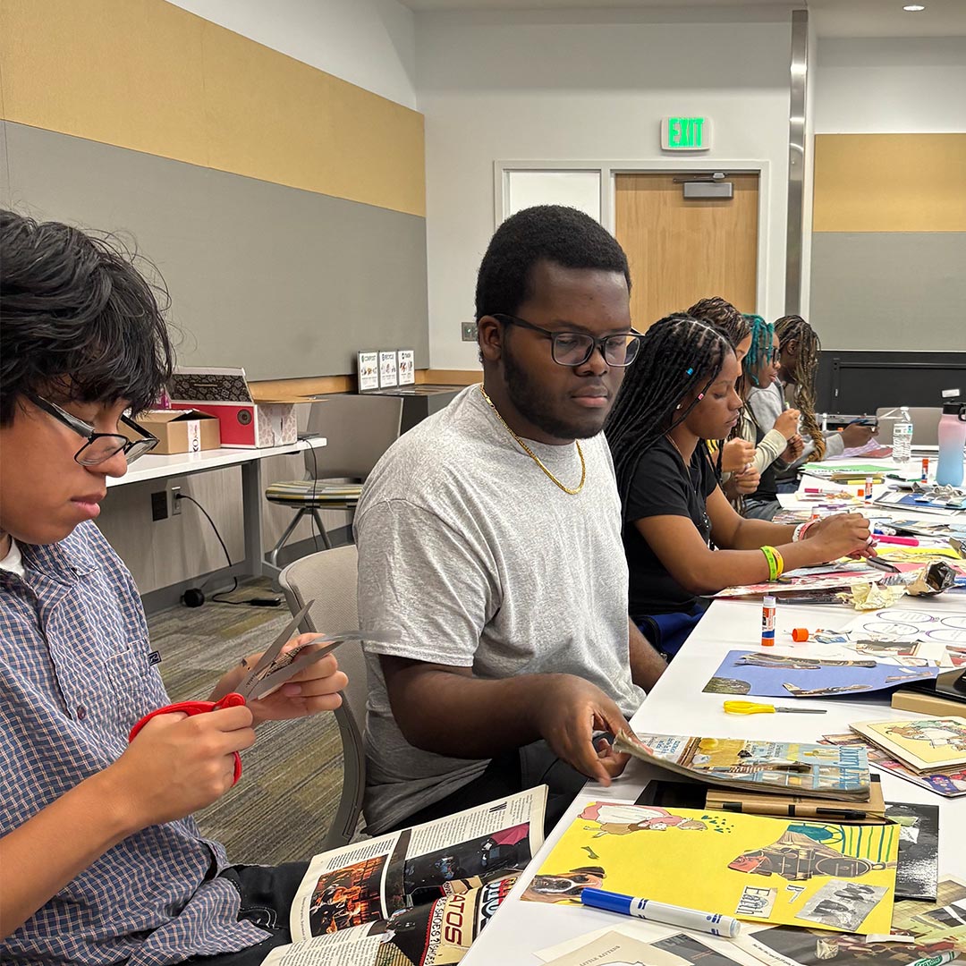 Students are doing a craft.