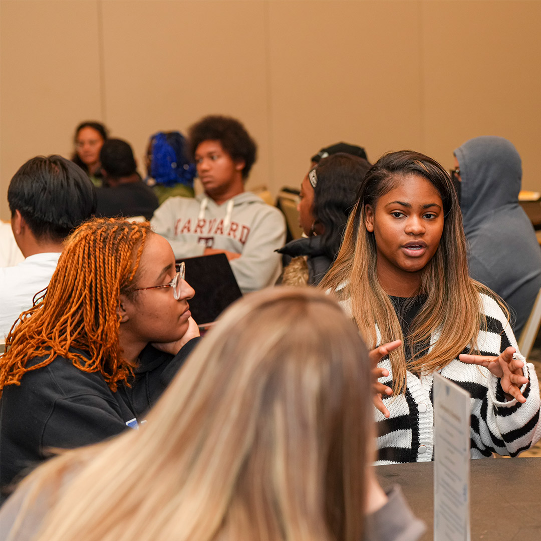 Student are in conversation.