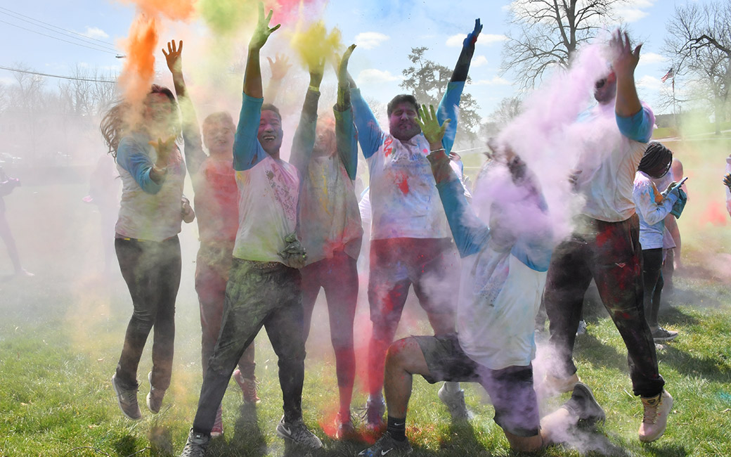 Students at the Holi Run