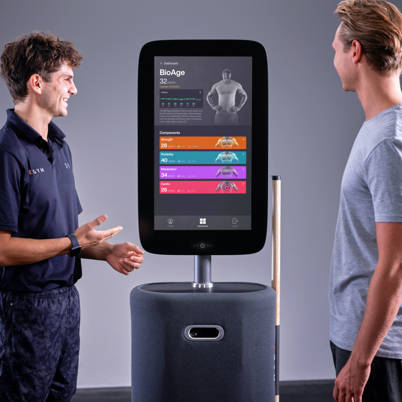 participants looking at EGYM equipment