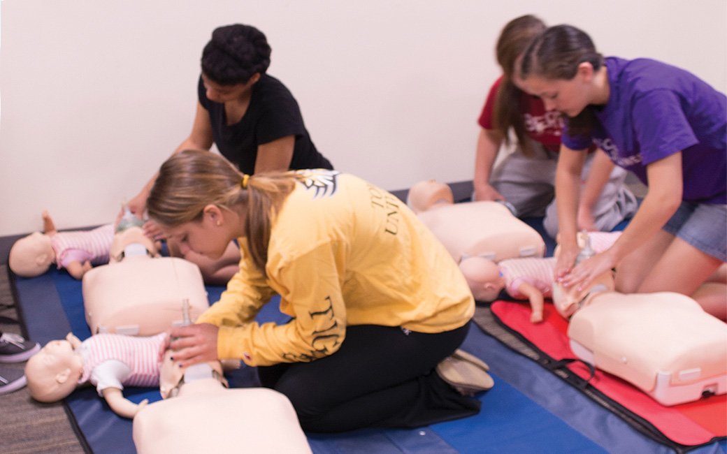 TU students in CPR, AED and First Aid Courses