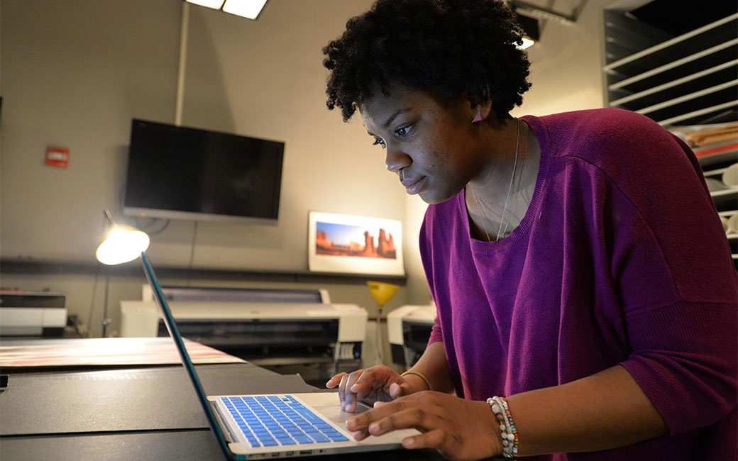 student on computer