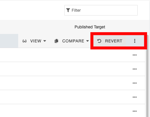 Screen shot of the Versions menu